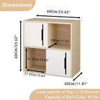 Buffet de Rangement avec Portes Coulissantes, Étagères Ouvertes et Fermées à 2 Niveaux, Naturel+Blanc - ModernLuxe