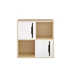 Buffet de Rangement avec Portes Coulissantes, Étagères Ouvertes et Fermées à 2 Niveaux, Naturel+Blanc - ModernLuxe
