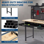 Établi de garage avec panneau perforé 20 000 lb - Table de travail en acier avec tiroirs, poste de travail de mécanicien pour garage, entrepôt, atelier