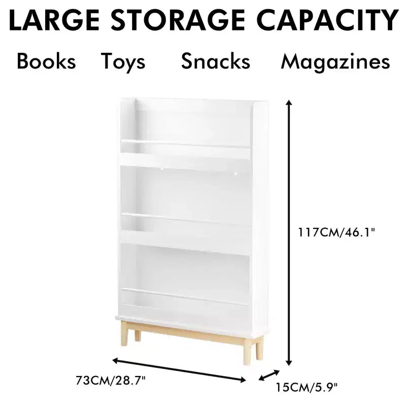 Étagère à livres pour enfants avec 3 tablettes d'exposition frontales, Bibliothèque, Meuble de rangement, Blanc - ModernLuxe