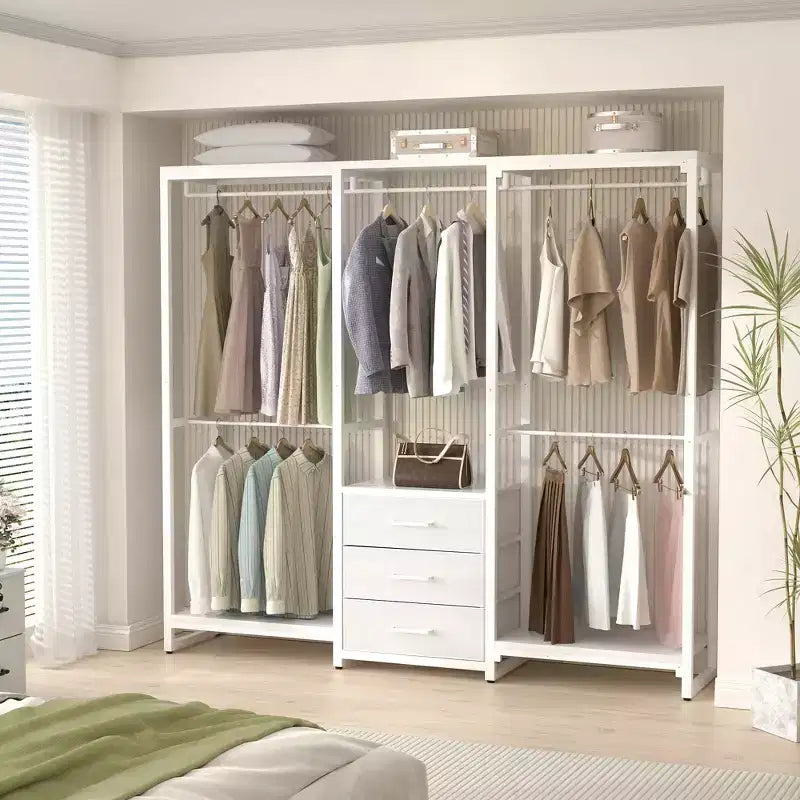 Portant à Vêtements Besiost avec Tiroirs en Tissu, Système d'Organisation de Penderie Autonome