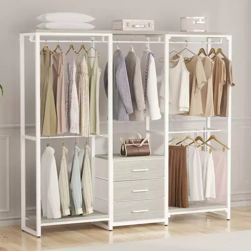 Besiost Clothing Rack with Fabric Drawers, Freestanding Closet Organizer System