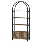 Bibliothèque cintrée, étagère avec portes de rangement, étagère industrielle de 181,6 cm de haut avec cadre métallique robuste et panneaux de qualité