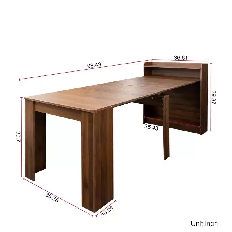 Okak 95.43IN Table à manger moderne extensible avec rangement, Table pliante peu encombrante avec grand plateau, Table de cuisine pour salle à manger