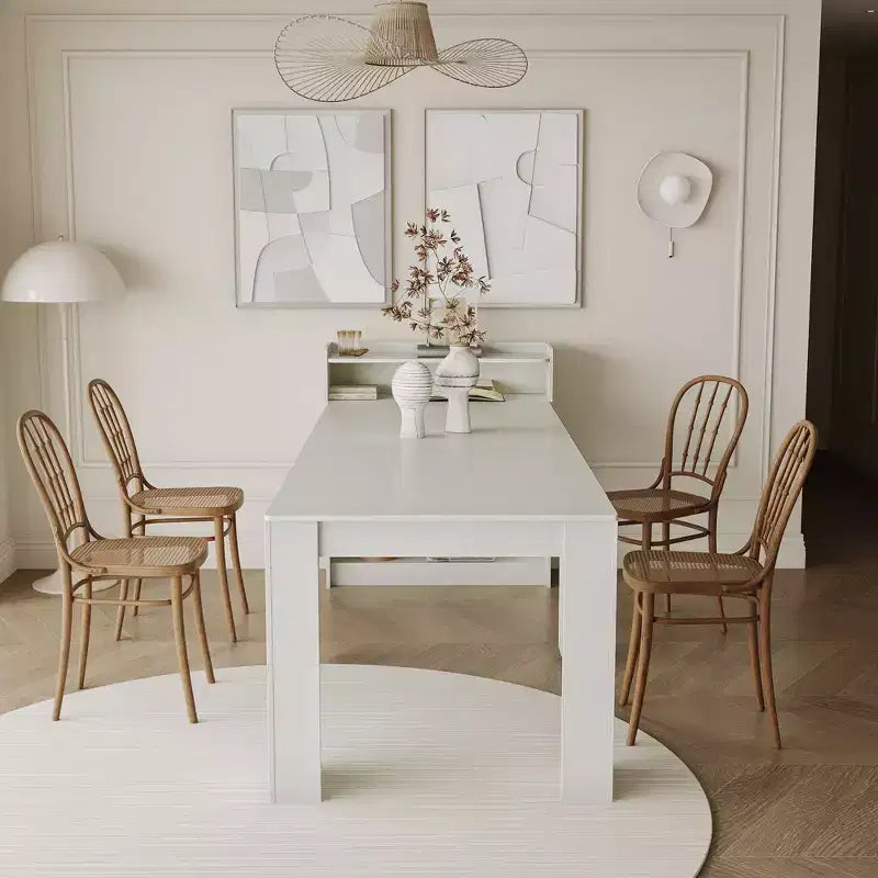 Okak 95.43IN Table à manger moderne extensible avec rangement, Table pliante peu encombrante avec grand plateau, Table de cuisine pour salle à manger