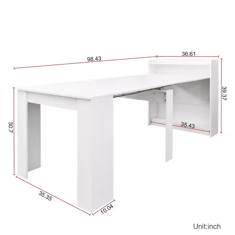 Okak 95.43IN Table à manger moderne extensible avec rangement, Table pliante peu encombrante avec grand plateau, Table de cuisine pour salle à manger