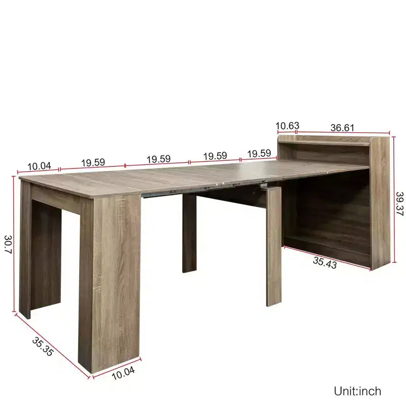 Okak 95.43IN Table à manger moderne extensible avec rangement, Table pliante peu encombrante avec grand plateau, Table de cuisine pour salle à manger