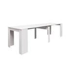 Table à manger extensible moderne Okak 118IN avec peinture effet marbre, ensemble de table pliante pour 6 personnes, table de cuisine pour salon, salle à manger, blanc