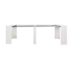 Table à manger extensible moderne Okak 118IN avec peinture effet marbre, ensemble de table pliante pour 6 personnes, table de cuisine pour salon, salle à manger, blanc