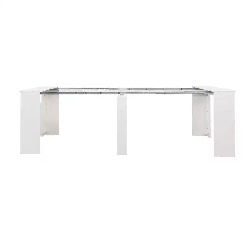 Table à manger extensible moderne Okak 118IN avec peinture effet marbre, ensemble de table pliante pour 6 personnes, table de cuisine pour salon, salle à manger, blanc
