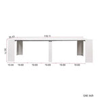 Table à manger extensible moderne Okak 118IN avec peinture effet marbre, ensemble de table pliante pour 6 personnes, table de cuisine pour salon, salle à manger, blanc