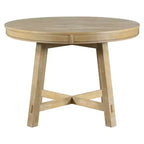 Table à manger ronde extensible Okak 58 po style ferme, table de cuisine avec pieds croisés épais et plateau lourd, table pliante pour salle à manger