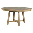 Table à manger ronde extensible Okak 58 po style ferme, table de cuisine avec pieds croisés épais et plateau lourd, table pliante pour salle à manger