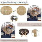 Table à manger ronde extensible Okak 58 po style ferme, table de cuisine avec pieds croisés épais et plateau lourd, table pliante pour salle à manger
