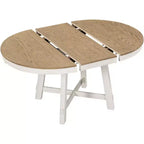 Table à manger ronde extensible Okak 58 po style ferme, table de cuisine avec pieds croisés épais et plateau lourd, table pliante pour salle à manger
