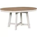 Table à manger ronde extensible Okak 58 po style ferme, table de cuisine avec pieds croisés épais et plateau lourd, table pliante pour salle à manger