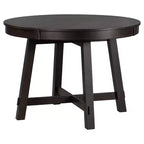 Table à manger ronde extensible Okak 58 po style ferme, table de cuisine avec pieds croisés épais et plateau lourd, table pliante pour salle à manger
