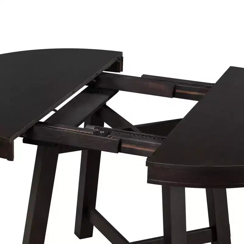 Table à manger ronde extensible Okak 58 po style ferme, table de cuisine avec pieds croisés épais et plateau lourd, table pliante pour salle à manger