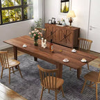 Okak 106.5IN Table de cuisine extensible moderne avec grand plateau, Table de salle à manger avec pieds épais, Table pliante pour salon, salle à manger, Noyer