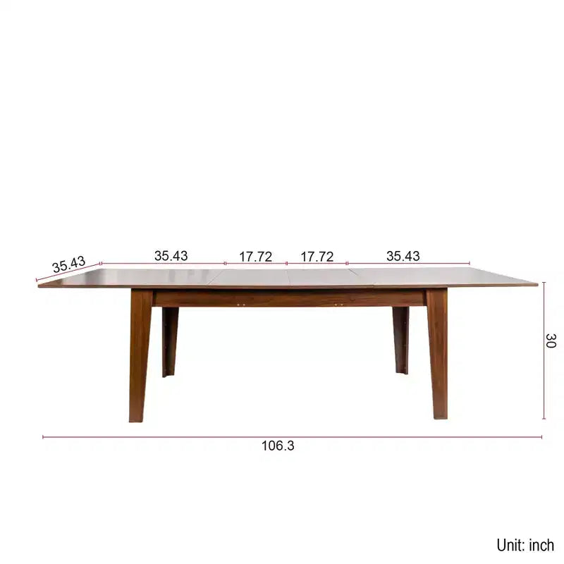Okak 106.5IN Table de cuisine extensible moderne avec grand plateau, Table de salle à manger avec pieds épais, Table pliante pour salon, salle à manger, Noyer