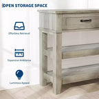 Table d'entrée de 120 cm avec 2 tiroirs, console en bois de style rustique à 3 niveaux avec étagères ouvertes, table de canapé pour couloir de salon en gris