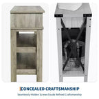 Table d'entrée de 120 cm avec 2 tiroirs, console en bois de style rustique à 3 niveaux avec étagères ouvertes, table de canapé pour couloir de salon en gris