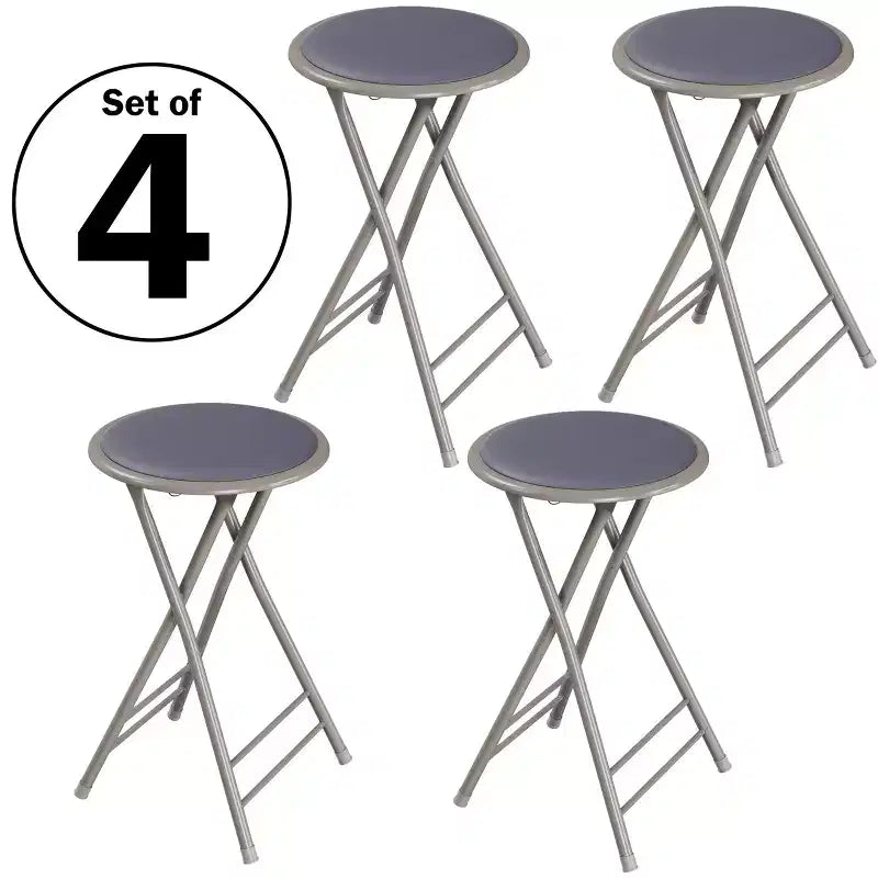 Lot de 4 tabourets de bar à hauteur de comptoir Lavish Home, chaises pliantes sans dossier de 61 cm avec capacité de 102 kg pour la cuisine, la salle de jeux ou la salle de loisirs