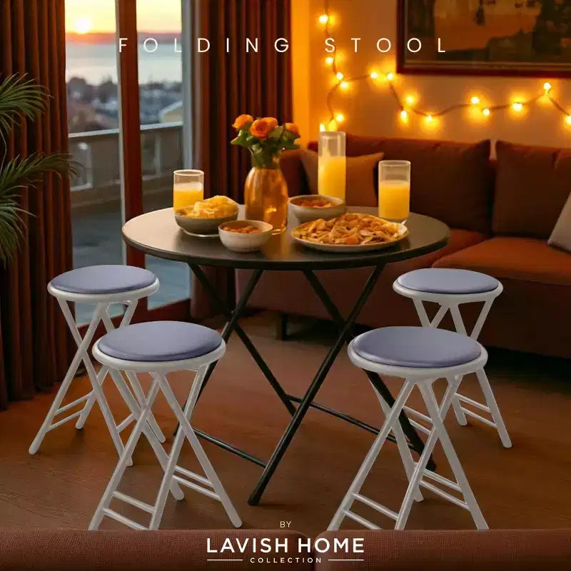 Lot de 4 tabourets de bar à hauteur de comptoir Lavish Home, chaises pliantes sans dossier de 61 cm avec capacité de 102 kg pour la cuisine, la salle de jeux ou la salle de loisirs