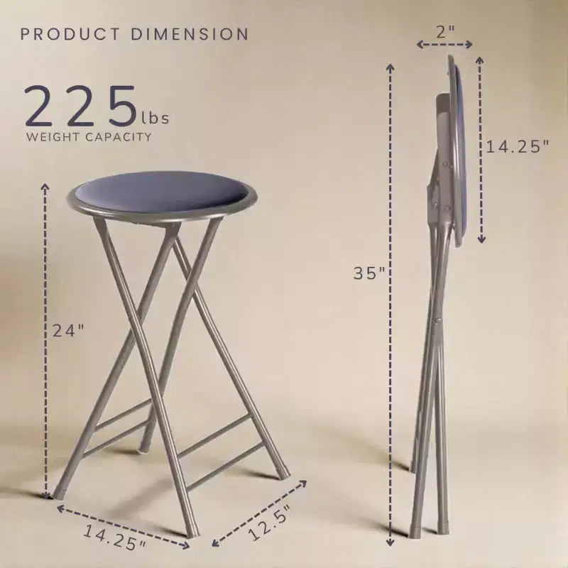 Lot de 4 tabourets de bar à hauteur de comptoir Lavish Home, chaises pliantes sans dossier de 61 cm avec capacité de 102 kg pour la cuisine, la salle de jeux ou la salle de loisirs