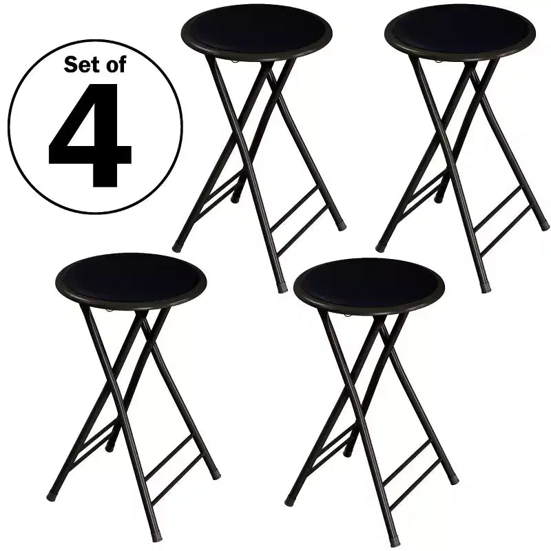Lot de 4 tabourets de bar à hauteur de comptoir Lavish Home, chaises pliantes sans dossier de 61 cm avec capacité de 102 kg pour la cuisine, la salle de jeux ou la salle de loisirs