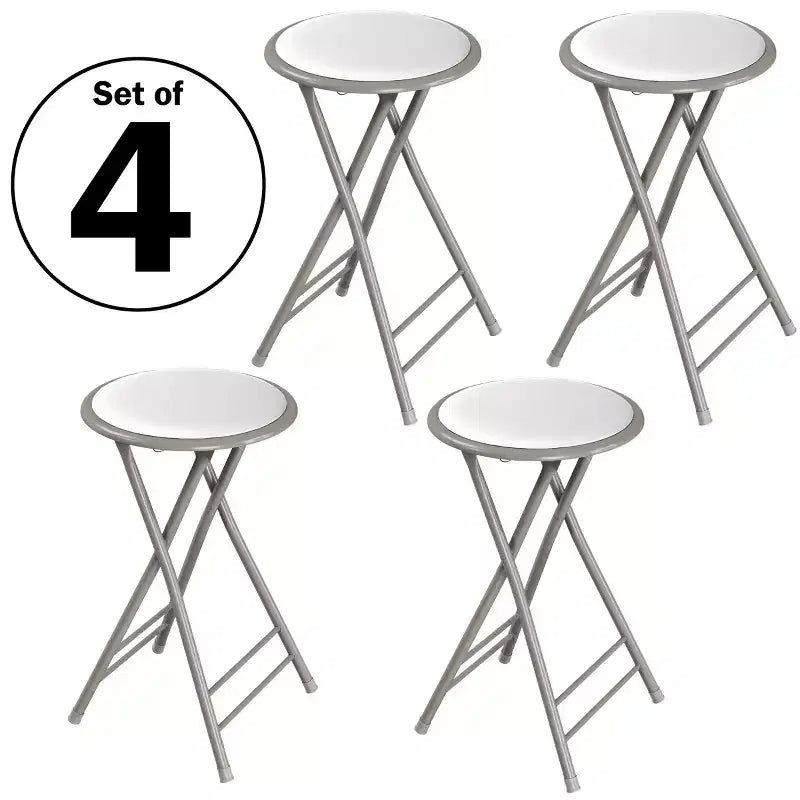 Lot de 4 tabourets de bar à hauteur de comptoir Lavish Home, chaises pliantes sans dossier de 61 cm avec capacité de 102 kg pour la cuisine, la salle de jeux ou la salle de loisirs