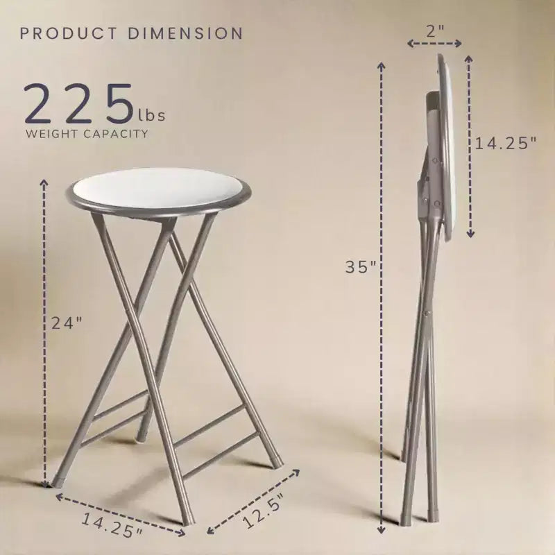 Lot de 4 tabourets de bar à hauteur de comptoir Lavish Home, chaises pliantes sans dossier de 61 cm avec capacité de 102 kg pour la cuisine, la salle de jeux ou la salle de loisirs