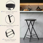 Lot de 4 tabourets de bar à hauteur de comptoir Lavish Home, chaises pliantes sans dossier de 61 cm avec capacité de 102 kg pour la cuisine, la salle de jeux ou la salle de loisirs