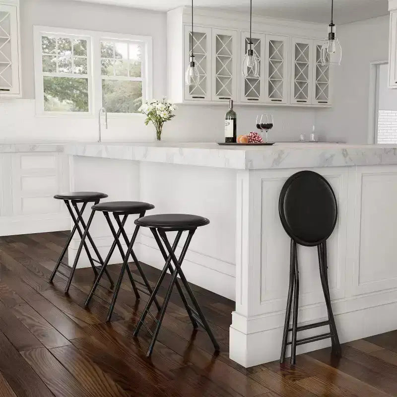 Lavish Home Set of 4 Counter Height Bar Stools, 24 in. Backless Folding Chairs with 225lb Capacity for Kitchen, Rec Room, or Game Room