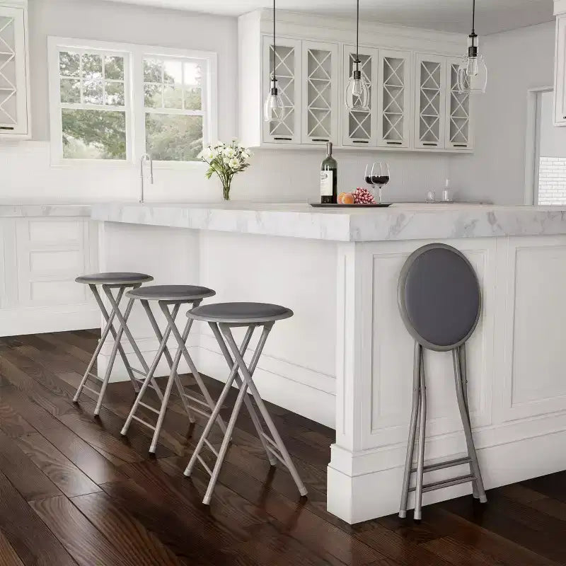 Lot de 4 tabourets de bar à hauteur de comptoir Lavish Home, chaises pliantes sans dossier de 61 cm avec capacité de 102 kg pour la cuisine, la salle de jeux ou la salle de loisirs