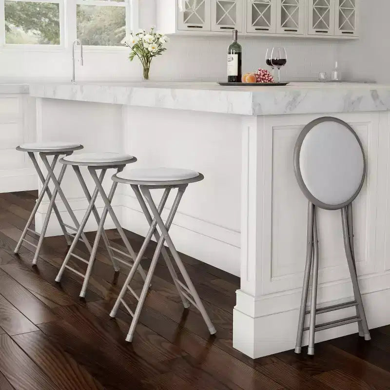 Lot de 4 tabourets de bar à hauteur de comptoir Lavish Home, chaises pliantes sans dossier de 61 cm avec capacité de 102 kg pour la cuisine, la salle de jeux ou la salle de loisirs