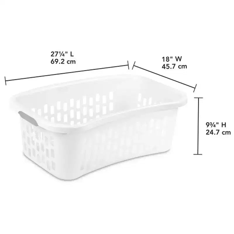 Panier à linge Sterilite HipHold, panier à linge en plastique de 1,5 boisseau, blanc, paquet de 24
