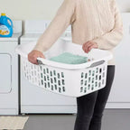 Panier à linge Sterilite HipHold, panier à linge en plastique de 1,5 boisseau, blanc, paquet de 24
