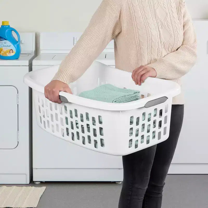 Panier à linge Sterilite HipHold, panier à linge en plastique de 1,5 boisseau, blanc, paquet de 24