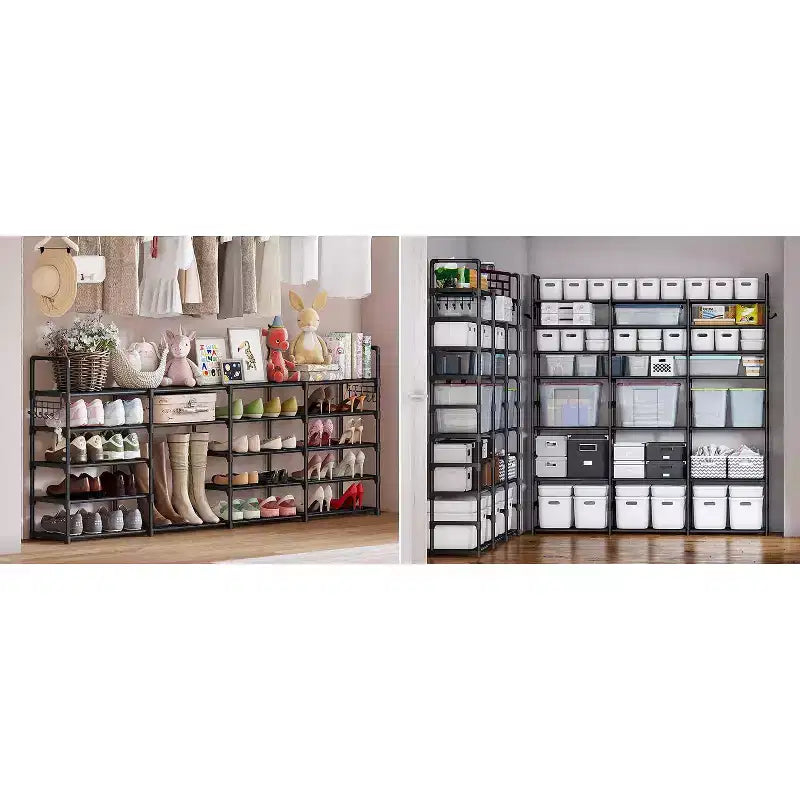 Étagère à chaussures à 7 niveaux, étagère à chaussures réglable pour 24-30 paires, organisateur de bottes hautes pour placard, chambre, garage, entrée, noir