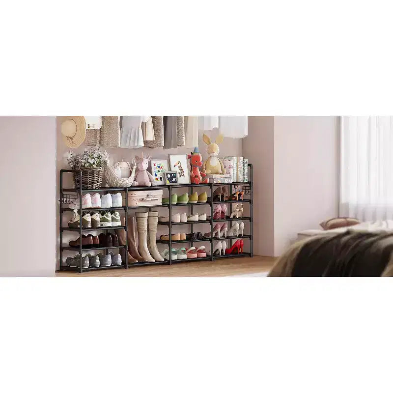 Étagère à chaussures à 7 niveaux, étagère à chaussures réglable pour 24-30 paires, organisateur de bottes hautes pour placard, chambre, garage, entrée, noir