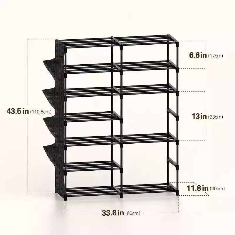 Étagère à chaussures à 7 niveaux, étagère à chaussures réglable pour 24-30 paires, organisateur de bottes hautes pour placard, chambre, garage, entrée, noir