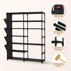 Étagère à chaussures à 7 niveaux, étagère à chaussures réglable pour 24-30 paires, organisateur de bottes hautes pour placard, chambre, garage, entrée, noir