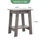 Table d'appoint, bout de canapé avec étagère de rangement à 2 niveaux, pour petits espaces, gris