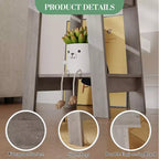 Table d'appoint, bout de canapé avec étagère de rangement à 2 niveaux, pour petits espaces, gris