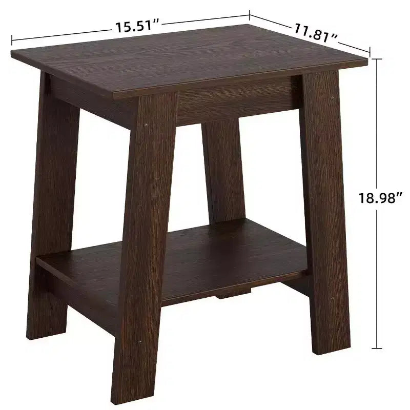 Table d'appoint, bout de canapé avec étagère de rangement à 2 niveaux, pour petits espaces, gris