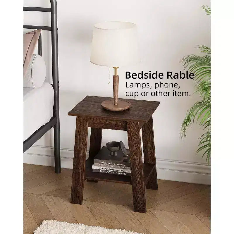 Table d'appoint, bout de canapé avec étagère de rangement à 2 niveaux, pour petits espaces, gris