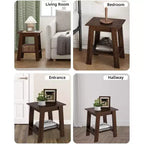 Table d'appoint, bout de canapé avec étagère de rangement à 2 niveaux, pour petits espaces, gris