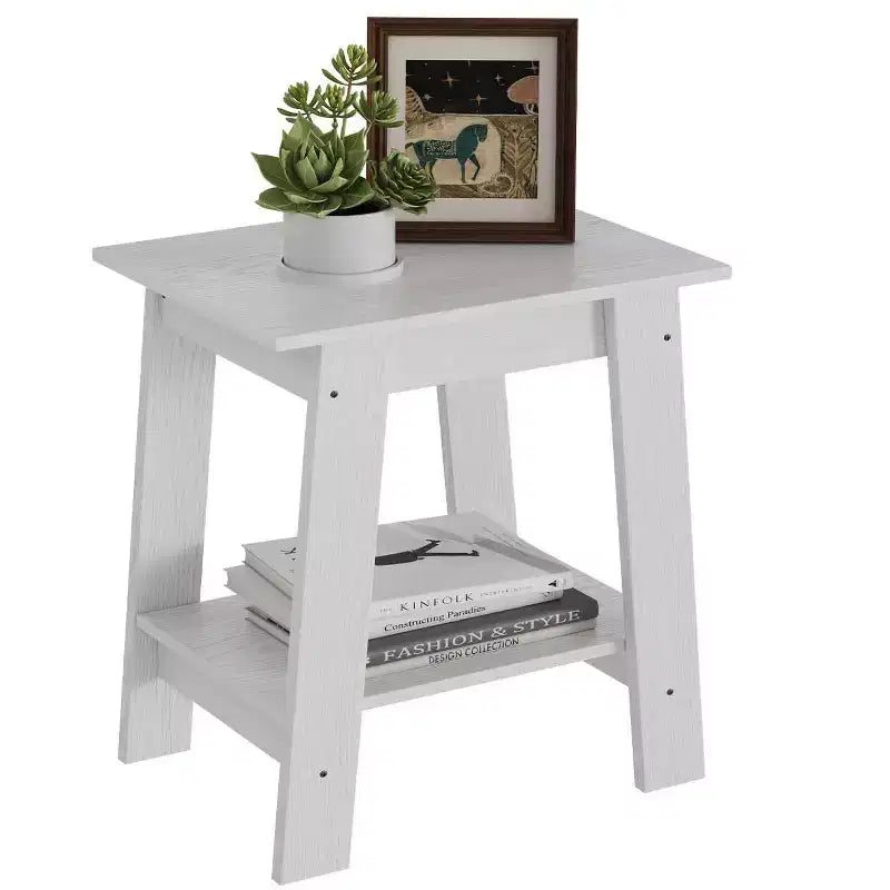 Table d'appoint, bout de canapé avec étagère de rangement à 2 niveaux, pour petits espaces, gris