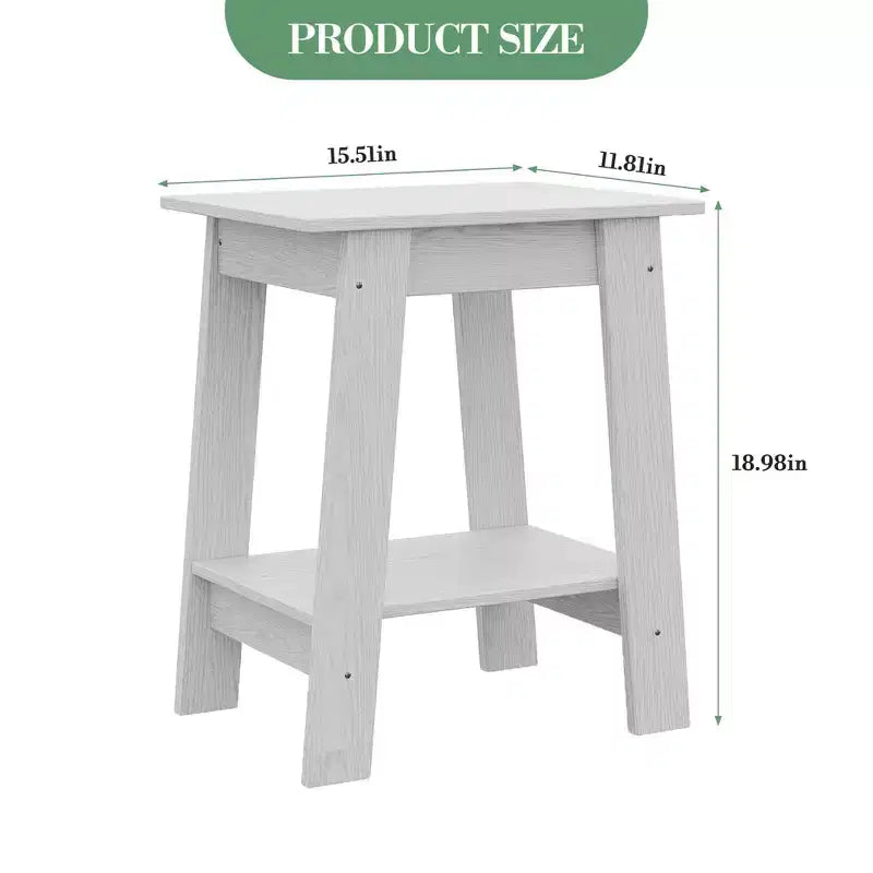 Table d'appoint, bout de canapé avec étagère de rangement à 2 niveaux, pour petits espaces, gris